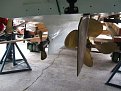 Skagit 31 keel and running gear. Note the keel extension. Variable pitch pr